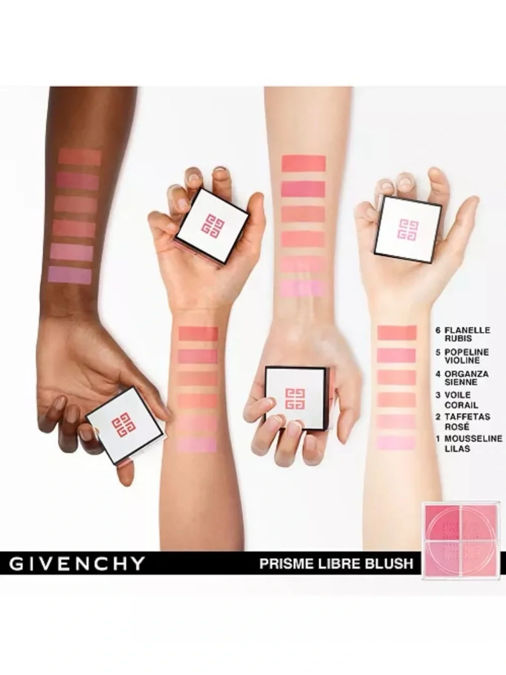 BNIB Givenchy Prisme Libre Blush #2 Taffetas Rosé Loose Powder Blush 0.15 oz